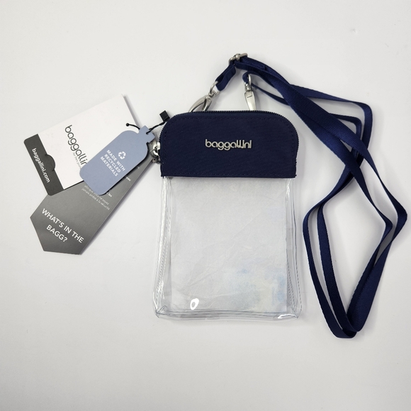 Baggallini Stadium Clear Bryant Crossbody Bag Navy - Picture 1 of 5
